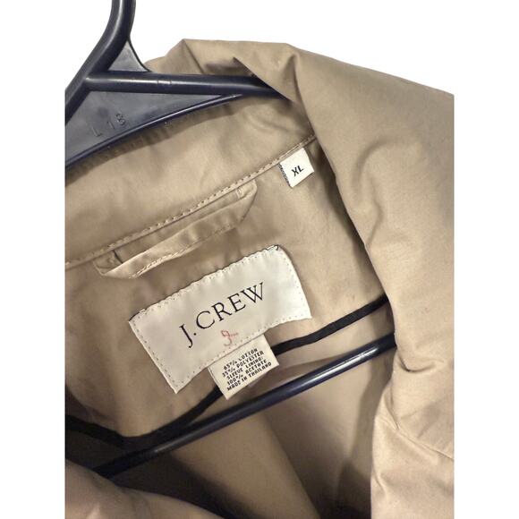 J. Crew XL Water Repellant MAC Rain Jacket $248 Button Front Trench Coat Tan - Picture 5 of 10